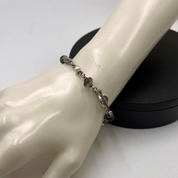 Michael Dawkins 925 Sterling 14K Rondel Bead fresh Water Pearl Toggle
Bracelet - Picture 2 of 9